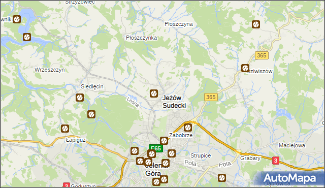 mapa Jeżów Sudecki, Jeżów Sudecki na mapie Targeo