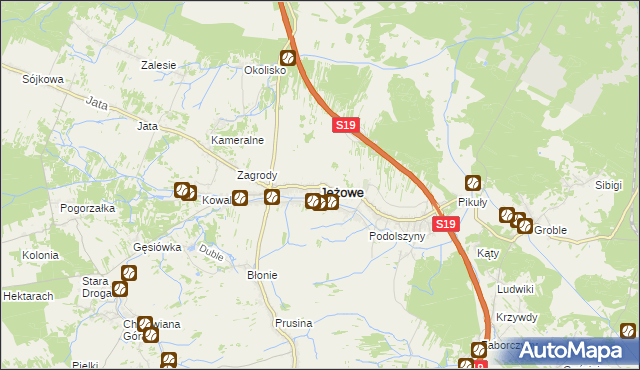 mapa Jeżowe, Jeżowe na mapie Targeo