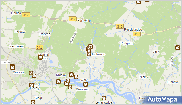 mapa Jodłowice, Jodłowice na mapie Targeo