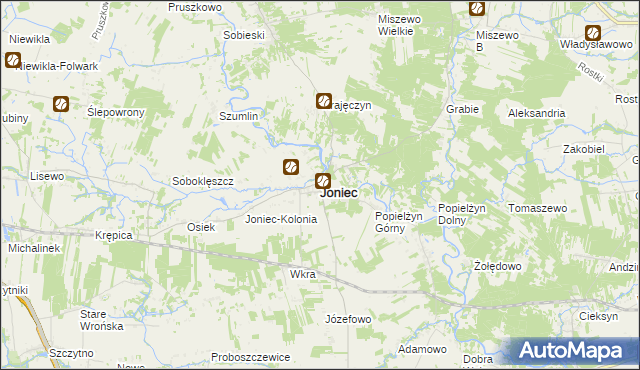 mapa Joniec, Joniec na mapie Targeo