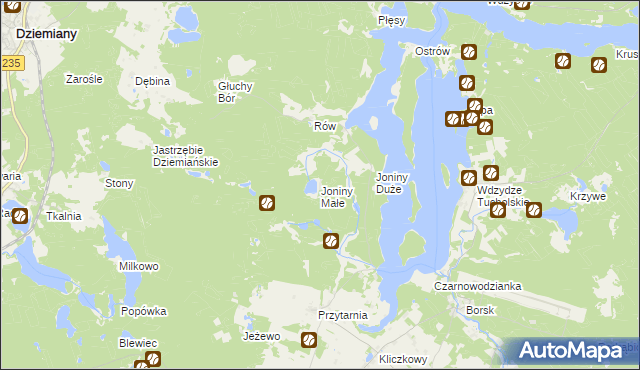 mapa Joniny Małe, Joniny Małe na mapie Targeo