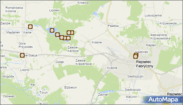 mapa Józefin gmina Rejowiec Fabryczny, Józefin gmina Rejowiec Fabryczny na mapie Targeo