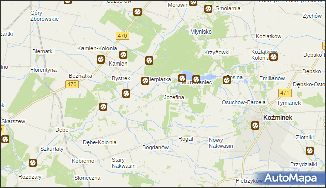 mapa Józefina gmina Koźminek, Józefina gmina Koźminek na mapie Targeo