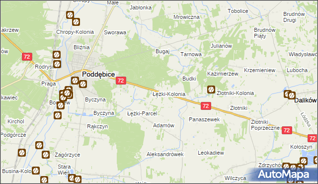 mapa Józefka gmina Poddębice, Józefka gmina Poddębice na mapie Targeo