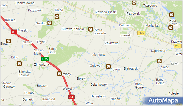 mapa Józefków gmina Gostynin, Józefków gmina Gostynin na mapie Targeo