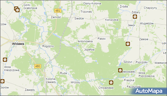 mapa Józefów gmina Widawa, Józefów gmina Widawa na mapie Targeo