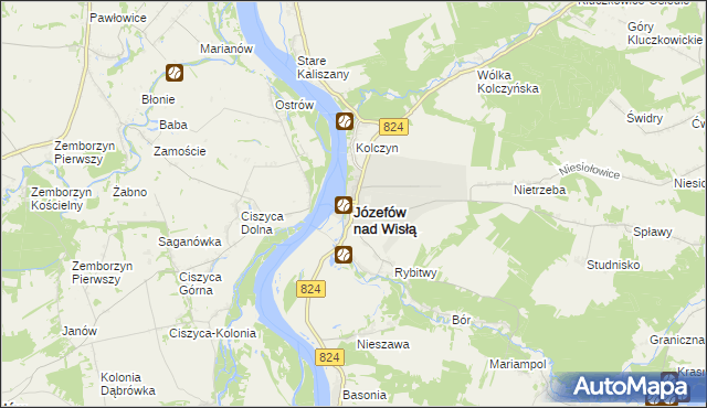 mapa Józefów nad Wisłą, Józefów nad Wisłą na mapie Targeo