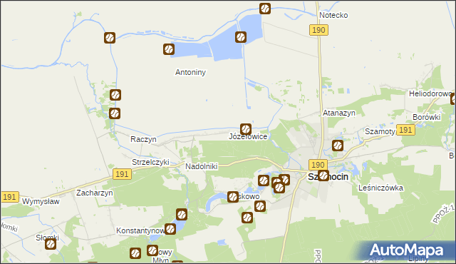 mapa Józefowice gmina Szamocin, Józefowice gmina Szamocin na mapie Targeo