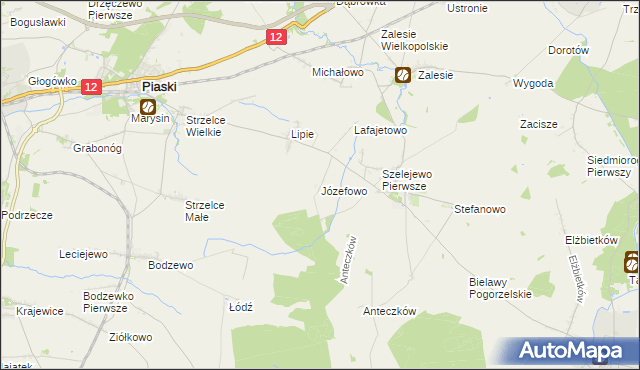 mapa Józefowo gmina Piaski, Józefowo gmina Piaski na mapie Targeo