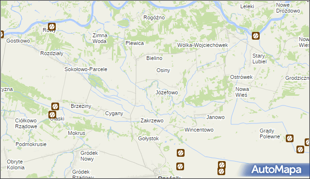 mapa Józefowo gmina Rząśnik, Józefowo gmina Rząśnik na mapie Targeo