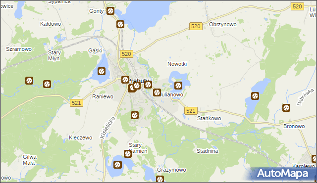 mapa Julianowo gmina Prabuty, Julianowo gmina Prabuty na mapie Targeo