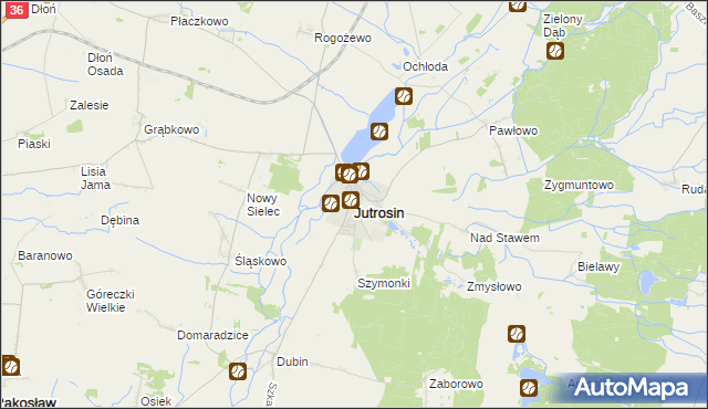 mapa Jutrosin powiat rawicki, Jutrosin powiat rawicki na mapie Targeo