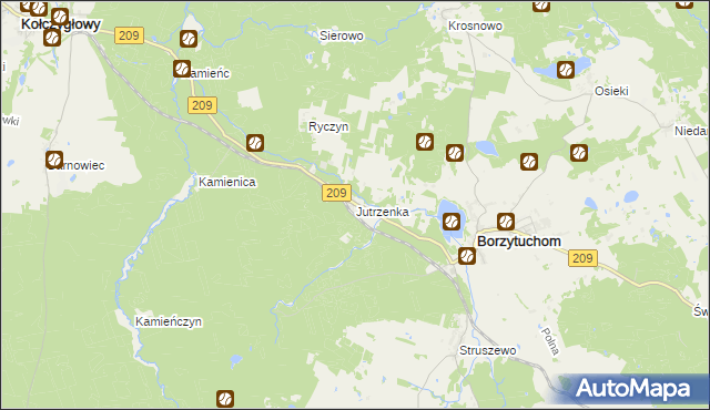 mapa Jutrzenka gmina Borzytuchom, Jutrzenka gmina Borzytuchom na mapie Targeo