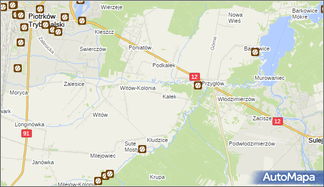 mapa Kałek gmina Sulejów, Kałek gmina Sulejów na mapie Targeo