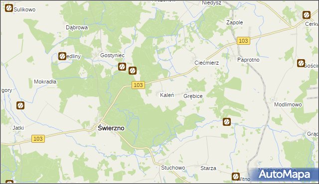 mapa Kaleń gmina Świerzno, Kaleń gmina Świerzno na mapie Targeo