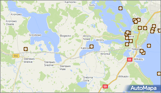 mapa Kalinowo gmina Giżycko, Kalinowo gmina Giżycko na mapie Targeo