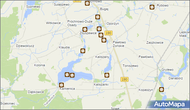 mapa Kaliszany gmina Wągrowiec, Kaliszany gmina Wągrowiec na mapie Targeo