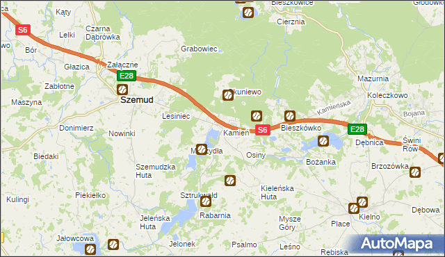 mapa Kamień gmina Szemud, Kamień gmina Szemud na mapie Targeo