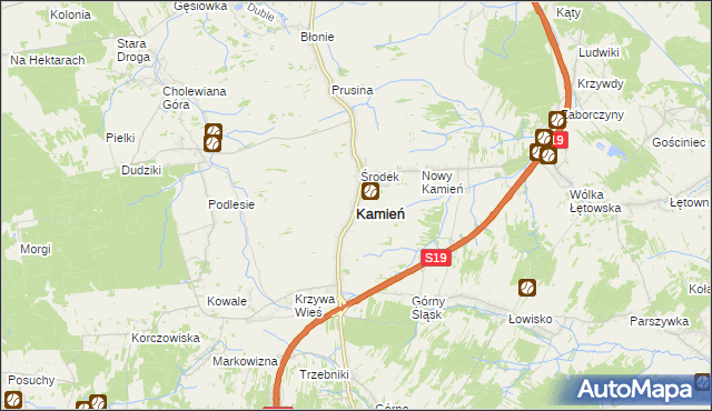 mapa Kamień powiat rzeszowski, Kamień powiat rzeszowski na mapie Targeo