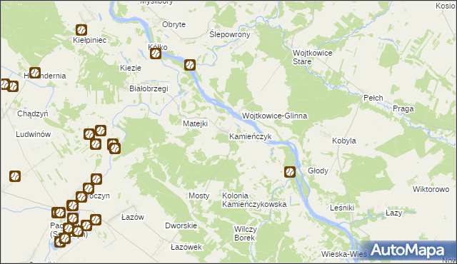mapa Kamieńczyk gmina Sterdyń, Kamieńczyk gmina Sterdyń na mapie Targeo