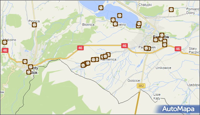 mapa Kamienica gmina Paczków, Kamienica gmina Paczków na mapie Targeo