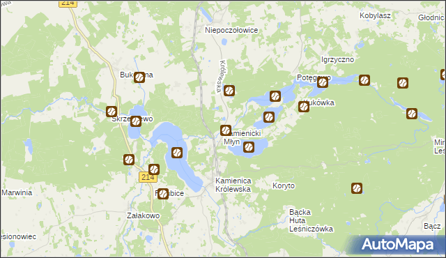 mapa Kamienicki Młyn, Kamienicki Młyn na mapie Targeo