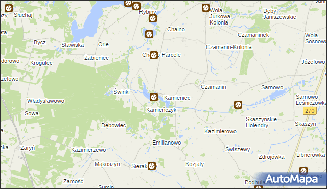 mapa Kamieniec gmina Topólka, Kamieniec gmina Topólka na mapie Targeo