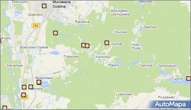 mapa Kamińsko gmina Murowana Goślina, Kamińsko gmina Murowana Goślina na mapie Targeo