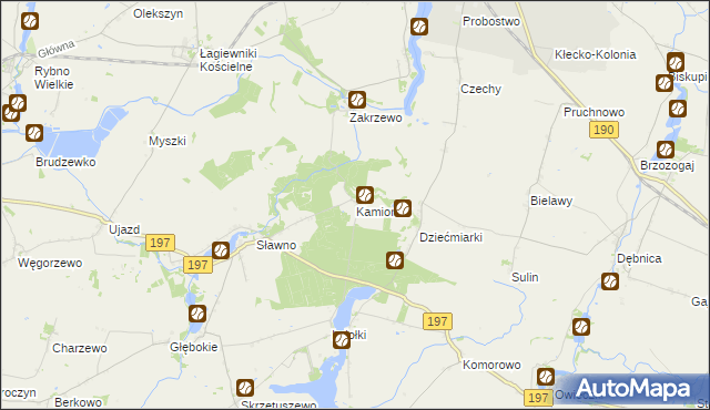 mapa Kamionek gmina Kiszkowo, Kamionek gmina Kiszkowo na mapie Targeo