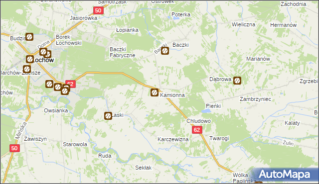 mapa Kamionna gmina Łochów, Kamionna gmina Łochów na mapie Targeo