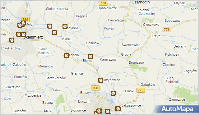 mapa Kamyszów, Kamyszów na mapie Targeo