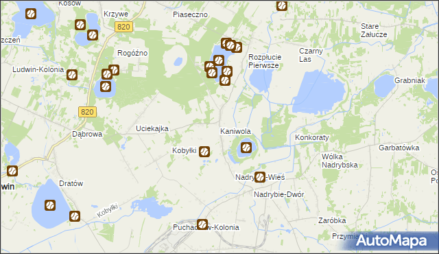 mapa Kaniwola, Kaniwola na mapie Targeo