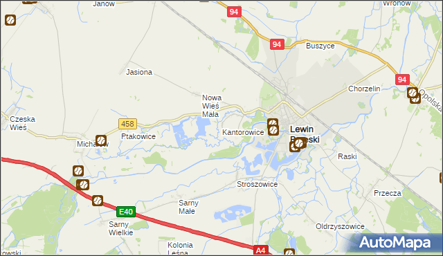 mapa Kantorowice gmina Lewin Brzeski, Kantorowice gmina Lewin Brzeski na mapie Targeo