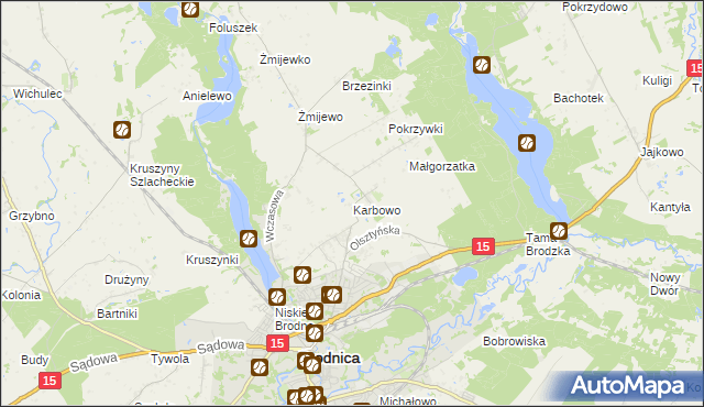 mapa Karbowo gmina Brodnica, Karbowo gmina Brodnica na mapie Targeo