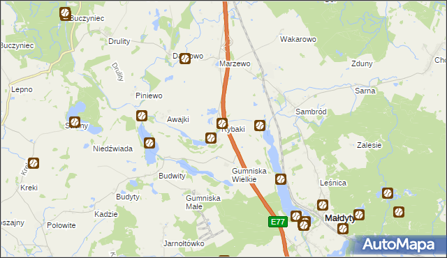 mapa Karczemka gmina Małdyty, Karczemka gmina Małdyty na mapie Targeo