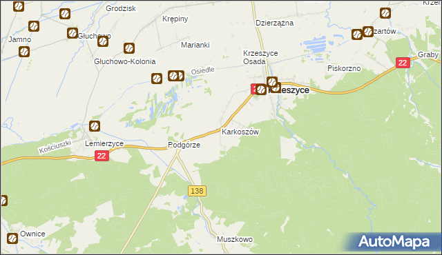 mapa Karkoszów, Karkoszów na mapie Targeo