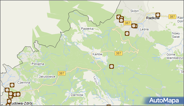 mapa Karłów gmina Radków, Karłów gmina Radków na mapie Targeo