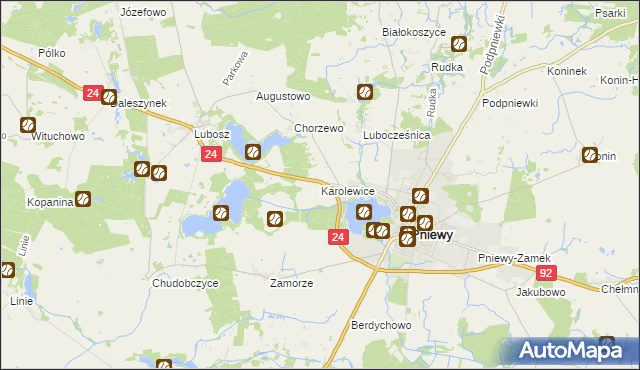 mapa Karolewice, Karolewice na mapie Targeo