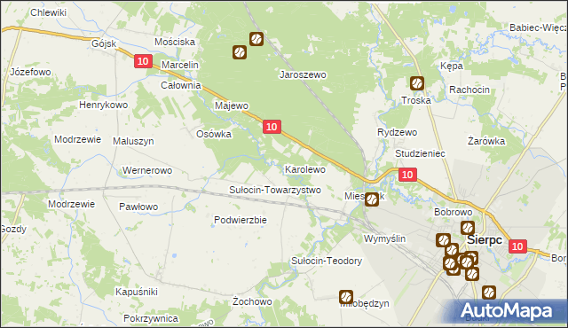 mapa Karolewo gmina Sierpc, Karolewo gmina Sierpc na mapie Targeo