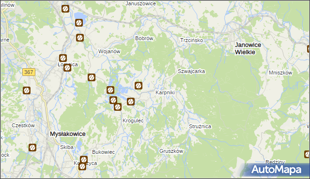 mapa Karpniki gmina Mysłakowice, Karpniki gmina Mysłakowice na mapie Targeo