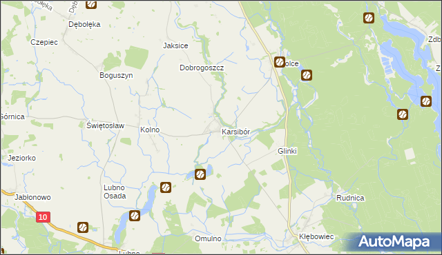 mapa Karsibór gmina Wałcz, Karsibór gmina Wałcz na mapie Targeo