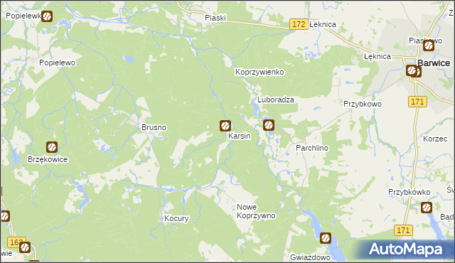 mapa Karsin gmina Połczyn-Zdrój, Karsin gmina Połczyn-Zdrój na mapie Targeo