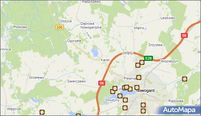 mapa Karsk gmina Nowogard, Karsk gmina Nowogard na mapie Targeo