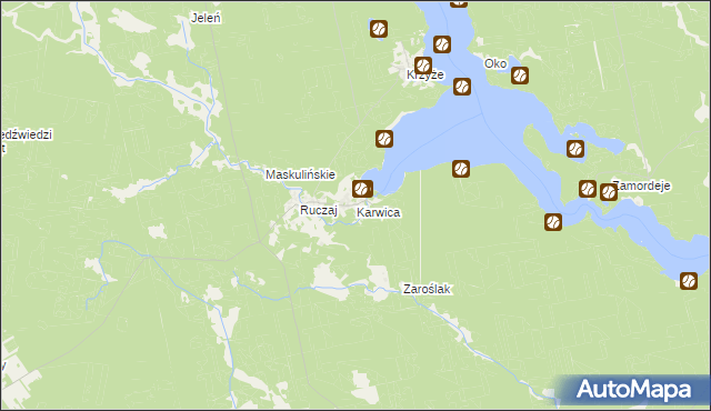 mapa Karwica gmina Ruciane-Nida, Karwica gmina Ruciane-Nida na mapie Targeo