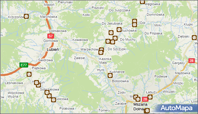 mapa Kasinka Mała, Kasinka Mała na mapie Targeo