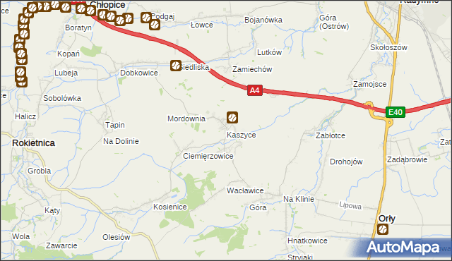 mapa Kaszyce, Kaszyce na mapie Targeo