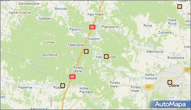 mapa Kąty-Borucza, Kąty-Borucza na mapie Targeo