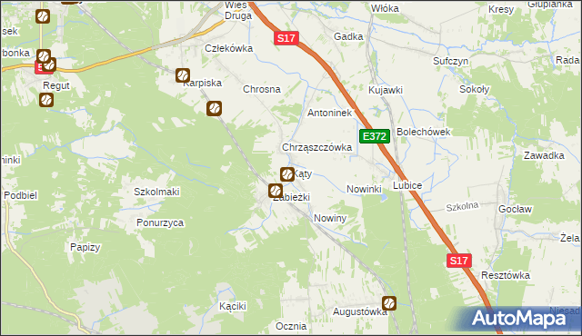 mapa Kąty gmina Kołbiel, Kąty gmina Kołbiel na mapie Targeo