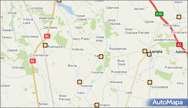 mapa Kąty gmina Łanięta, Kąty gmina Łanięta na mapie Targeo