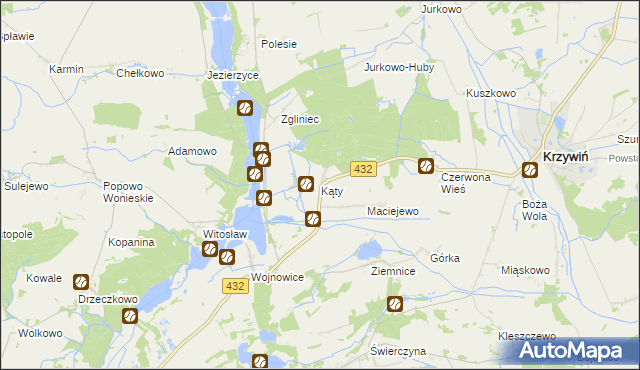 mapa Kąty gmina Osieczna, Kąty gmina Osieczna na mapie Targeo